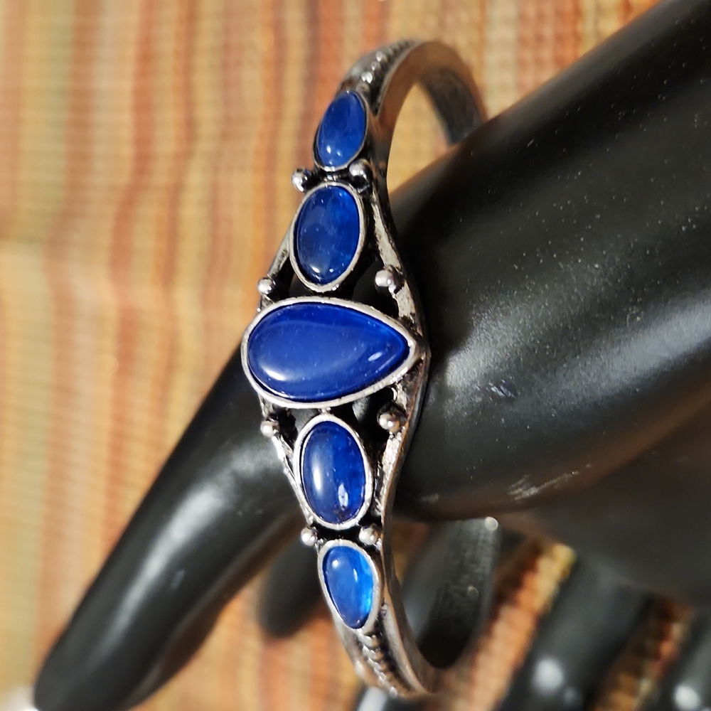 Blue & Silvertone Cuff Bracelet